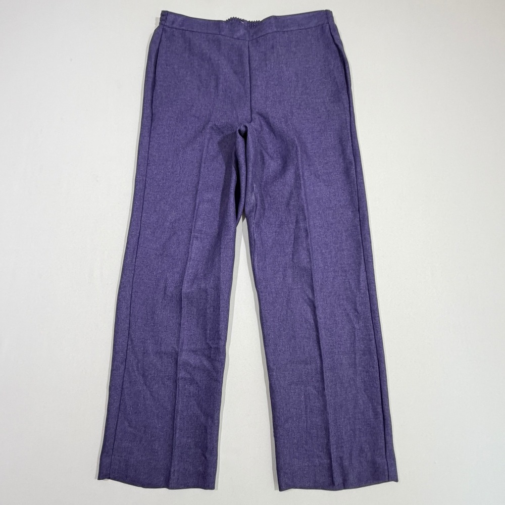 Alfred Dunner Womens 8P Herringbone Pants Comfort Elastic Waist Purple NWT